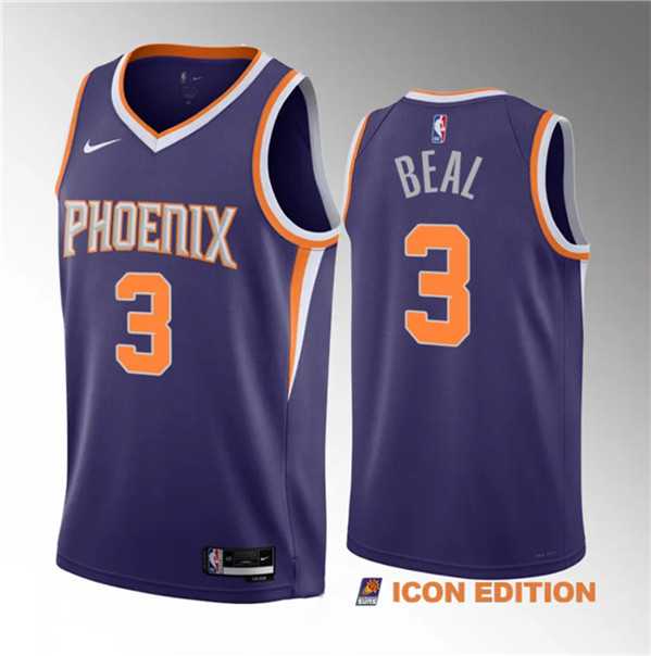 Mens Phoenix Suns #3 Bradley Beal Purple Icon Edition Stitched Basketball Jersey